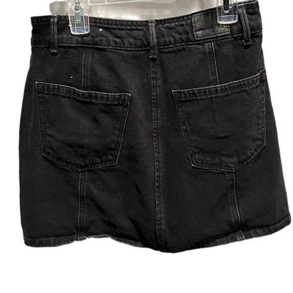 American Eagle black denim button front mini skirt size 0 - Picture 3 of 13